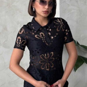 Shirt Collar Lace Blouse - Black - Brand: Topshow - Women & Kids, Baby Clothes Wholesale - TheBS Women