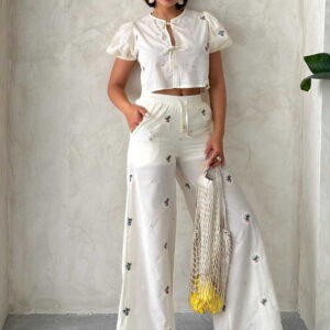 Embroidered Pants - Stone - Brand: Topshow - Women & Kids, Baby Clothes Wholesale - TheBS Women