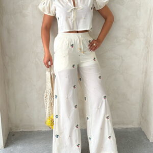 Embroidered Pants - Stone - Brand: Topshow - Women & Kids, Baby Clothes Wholesale - TheBS Women