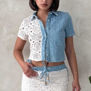 Denim Lace Shirt - RawD.1 - Brand: Topshow - Women & Kids, Baby Clothes Wholesale - TheBS Women
