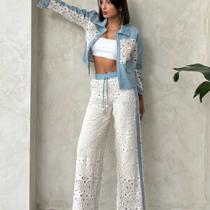 Denim Detailed Lace Pants - Raw - Brand: Topshow - Women & Kids, Baby Clothes Wholesale - TheBS Women