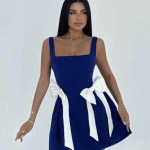 NavyBow Detailed Suspender Dress - Brand: EYYO ATELIER - Women & Kids, Baby Clothes Wholesale - TheBS Women