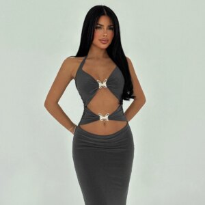 Anthracite Window Detail Dress - Brand: EYYO ATELIER - Women & Kids, Baby Clothes Wholesale - TheBS Women