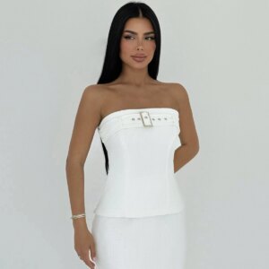 White Belt Detail Skirt Suit - Brand: EYYO ATELIER - Women & Kids, Baby Clothes Wholesale - TheBS Women