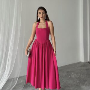 WholesaleNeck Tie Up Linen Dress - Brand: Elisa - Women & Kids, Baby Clothes Wholesale - TheBS Women