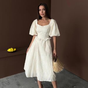 WholesaleBalloon Sleeve Lace Embroidery Dress - Brand: Elisa - Women & Kids, Baby Clothes Wholesale - TheBS Women