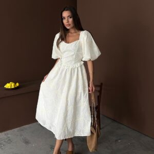 WholesaleBalloon Sleeve Lace Embroidery Dress - Brand: Elisa - Women & Kids, Baby Clothes Wholesale - TheBS Women