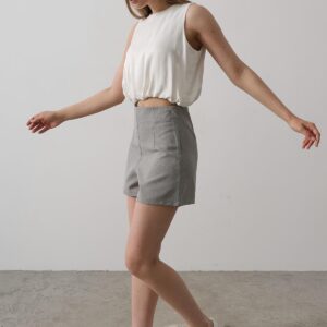 Satin Sleeveless Maybe Elastic Blouse - Ecru - Brand: Reyon - Women & Kids, Baby Clothes Wholesale - TheBS Women