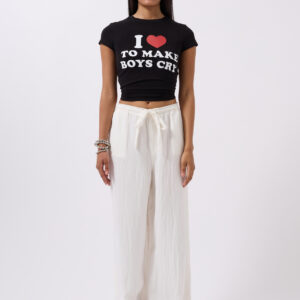 Embroidery Detail Printed Crop T-shirt - Brand: Black Fashion - Women & Kids, Baby Clothes Wholesale - TheBS Women