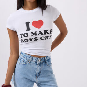 Embroidery Detail Printed Crop T-shirt - Brand: Black Fashion - Women & Kids, Baby Clothes Wholesale - TheBS Women