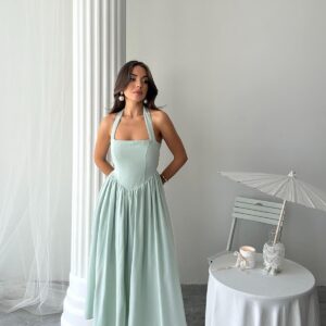 WholesaleNeck Tie Linen Dress - Brand: Elisa - Women & Kids, Baby Clothes Wholesale - TheBS Women