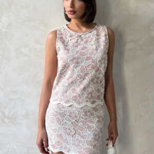 Lace Sleeveless Blouse - Powder - Brand: Topshow - Women & Kids, Baby Clothes Wholesale - TheBS Women