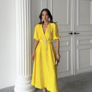 WholesaleSparkling Belted Double-breasted Dress - Brand: Elisa - Women & Kids, Baby Clothes Wholesale - TheBS Women