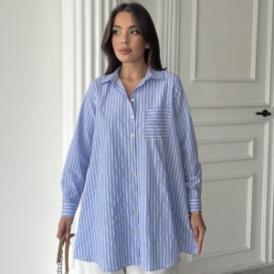 Wholesale Blue Striped Long Shirt - Brand: Elisa - Women & Kids, Baby Clothes Wholesale - TheBS Women