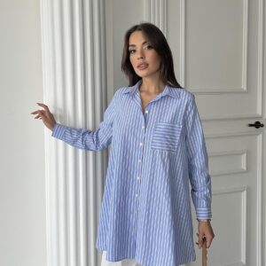 Wholesale Blue Striped Long Shirt - Brand: Elisa - Women & Kids, Baby Clothes Wholesale - TheBS Women