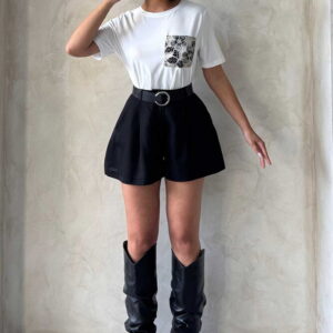 Pocket Detailed T-Shirt - Cream - Brand: Topshow - Women & Kids, Baby Clothes Wholesale - TheBS Women