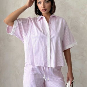 Guipure Detailed Striped Shirt - Brand: Topshow - Women & Kids, Baby Clothes Wholesale - TheBS Women