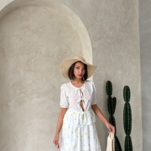 Front Tie Embroidered Voile Blouse - Brand: Topshow - Women & Kids, Baby Clothes Wholesale - TheBS Women