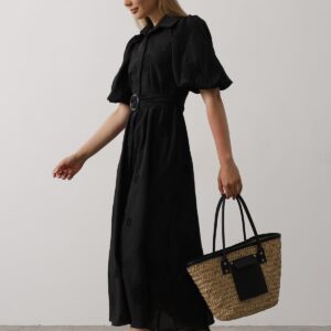 Embroidered Dress With Balloon Sleeve Belt - Brand: Reyon - Women & Kids, Baby Clothes Wholesale - TheBS Women