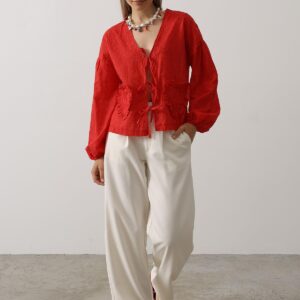 Heart Detailed Tie Embroidered Blouse - Brand: Reyon - Women & Kids, Baby Clothes Wholesale - TheBS Women