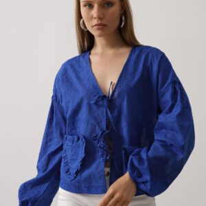 Heart Detailed Tie Embroidered Blouse - Saks - Brand: Reyon - Women & Kids, Baby Clothes Wholesale - TheBS Women