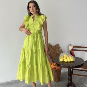 Wholesale OilRuffle Buttoned Dress - Brand: Elisa - Women & Kids, Baby Clothes Wholesale - TheBS Women