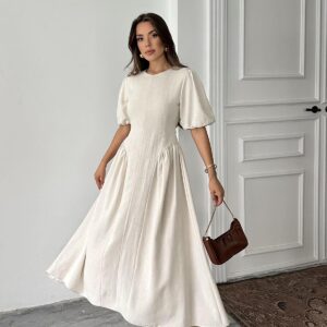 WholesaleBack Tie Ruffle Linen Dress - Brand: Elisa - Women & Kids, Baby Clothes Wholesale - TheBS Women