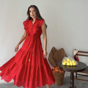 WholesaleRuffle Buttoned Dress - Brand: Elisa - Women & Kids, Baby Clothes Wholesale - TheBS Women