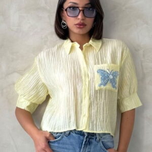 Butterfly Detailed Pleated Shirt - Brand: Topshow - Women & Kids, Baby Clothes Wholesale - TheBS Women