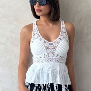 Wholesale BlouseWith Guipure Detailed Strap