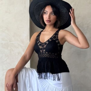 Wholesale Blouse With Guipure Detailed Strap