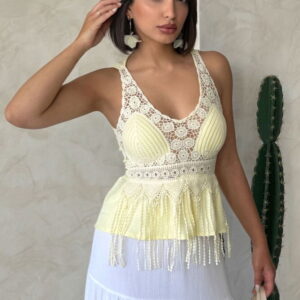 Guipure Detailed Strap Wholesale Blouse