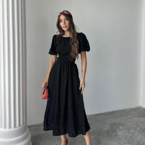 WholesaleBalloon Sleeve Belted Dress - Brand: Elisa - Women & Kids, Baby Clothes Wholesale - TheBS Women