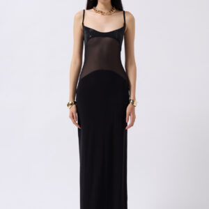 Sequined Maxi Dress With Tulle Garnish - Black - Brand: Black Fashion - Women & Kids, Baby Clothes Wholesale - TheBS Women