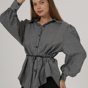 Silvery Striped Belted Shirt - Brand: Reyon - Women & Kids, Baby Clothes Wholesale - TheBS Women