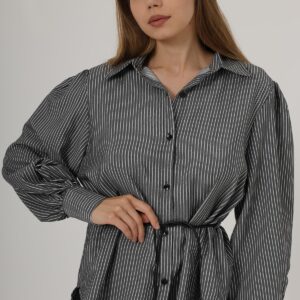 Silvery Striped Belted Shirt - Brand: Reyon - Women & Kids, Baby Clothes Wholesale - TheBS Women