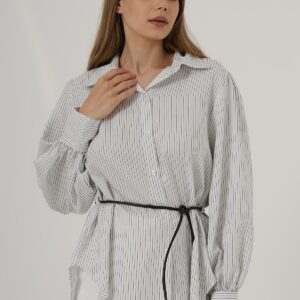 Silvery Striped Belted Shirt - Brand: Reyon - Women & Kids, Baby Clothes Wholesale - TheBS Women
