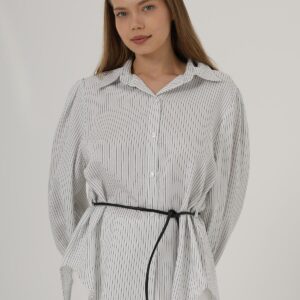 Silvery Striped Belted Shirt - Brand: Reyon - Women & Kids, Baby Clothes Wholesale - TheBS Women