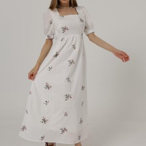 Embroidered Back Bow Tie Dress - White - Brand: Reyon - Women & Kids, Baby Clothes Wholesale - TheBS Women
