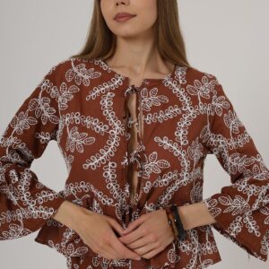 Bow Tie Embroidered Blouse - Brand: Reyon - Women & Kids, Baby Clothes Wholesale - TheBS Women