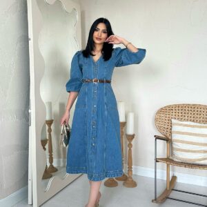 Balloon Sleeve Jeans Dress - Brand: Elisa - Women & Kids, Baby Clothes Wholesale - TheBS Women