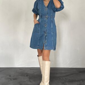 Denim Dress - Blue - Brand: Elisa - Women & Kids, Baby Clothes Wholesale - TheBS Women