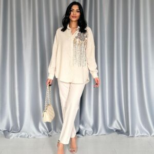 Sequined Embroidered Fitted Shirt - Brand: Elisa - Women & Kids, Baby Clothes Wholesale - TheBS Women