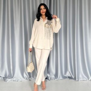 Sequined Embroidered Fitted Shirt - Brand: Elisa - Women & Kids, Baby Clothes Wholesale - TheBS Women