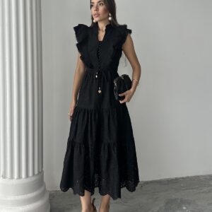 Frilled Button Dress - Brand: Elisa - Women & Kids, Baby Clothes Wholesale - TheBS Women