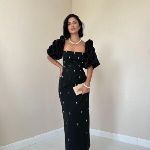 Embroidered Sleeve Garnish Dress - Brand: Elisa - Women & Kids, Baby Clothes Wholesale - TheBS Women