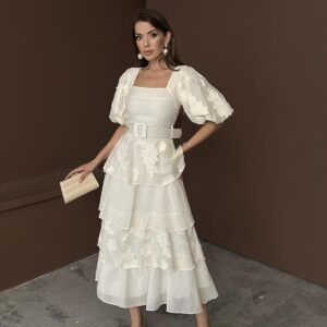 WholesaleBalloon Sleeve Floor Dress - Brand: Elisa - Women & Kids, Baby Clothes Wholesale - TheBS Women