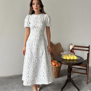White Floral Fit And Flare Dress - Brand: Elisa - Women & Kids, Baby Clothes Wholesale - TheBS Women