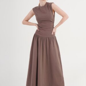 Brown Fit And Flare Maxi Dress - Brand: Lustrin - Women & Kids, Baby Clothes Wholesale - TheBS Women