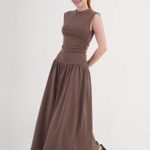 Brown Fit And Flare Maxi Dress - Brand: Lustrin - Women & Kids, Baby Clothes Wholesale - TheBS Women
